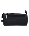 Spacious leather toiletry case.