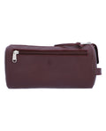 Spacious leather toiletry case.
