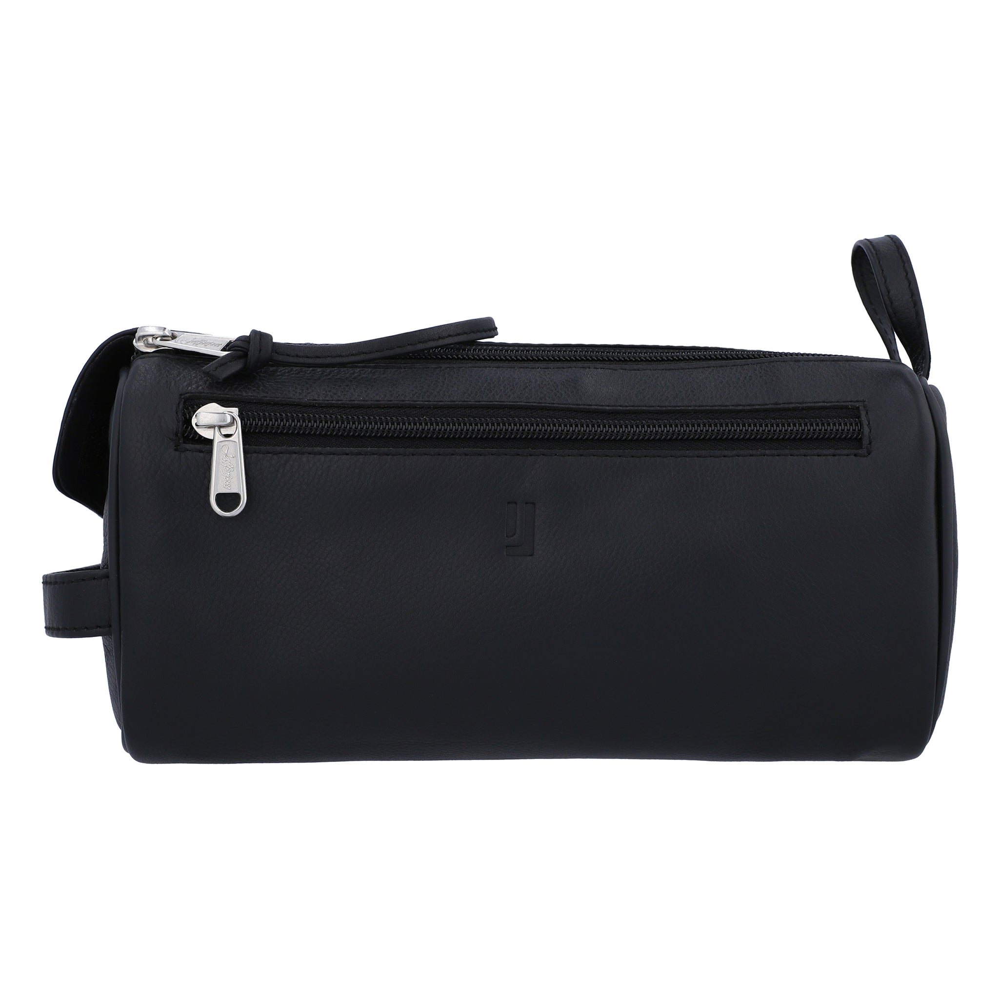 Spacious leather toiletry case.
