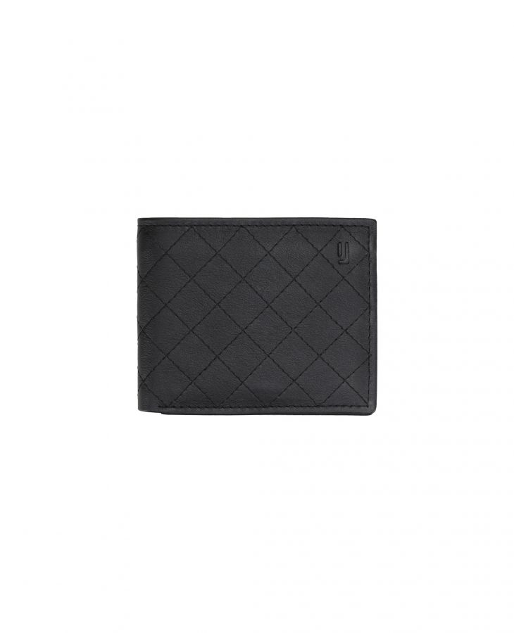 Compact quilted leather wallet.