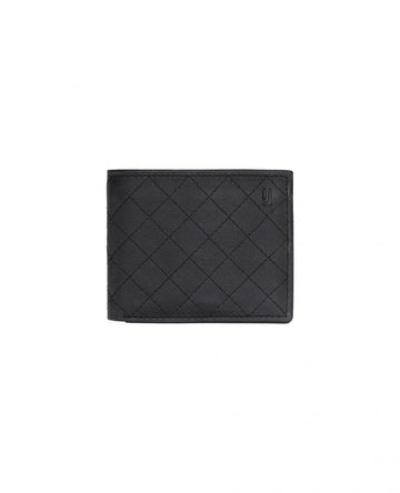 Compact quilted leather wallet.