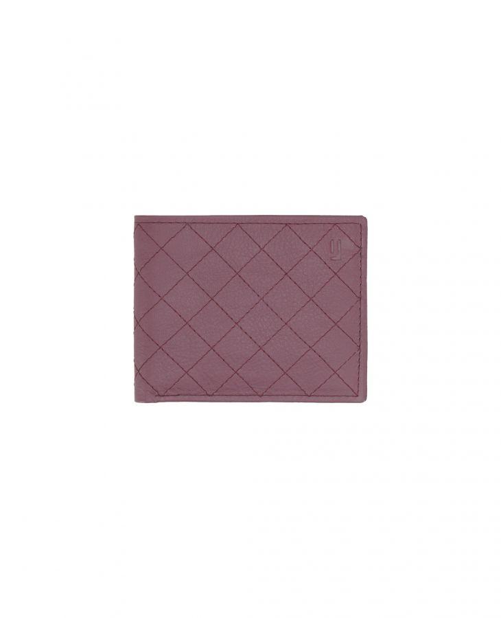 Compact quilted leather wallet.