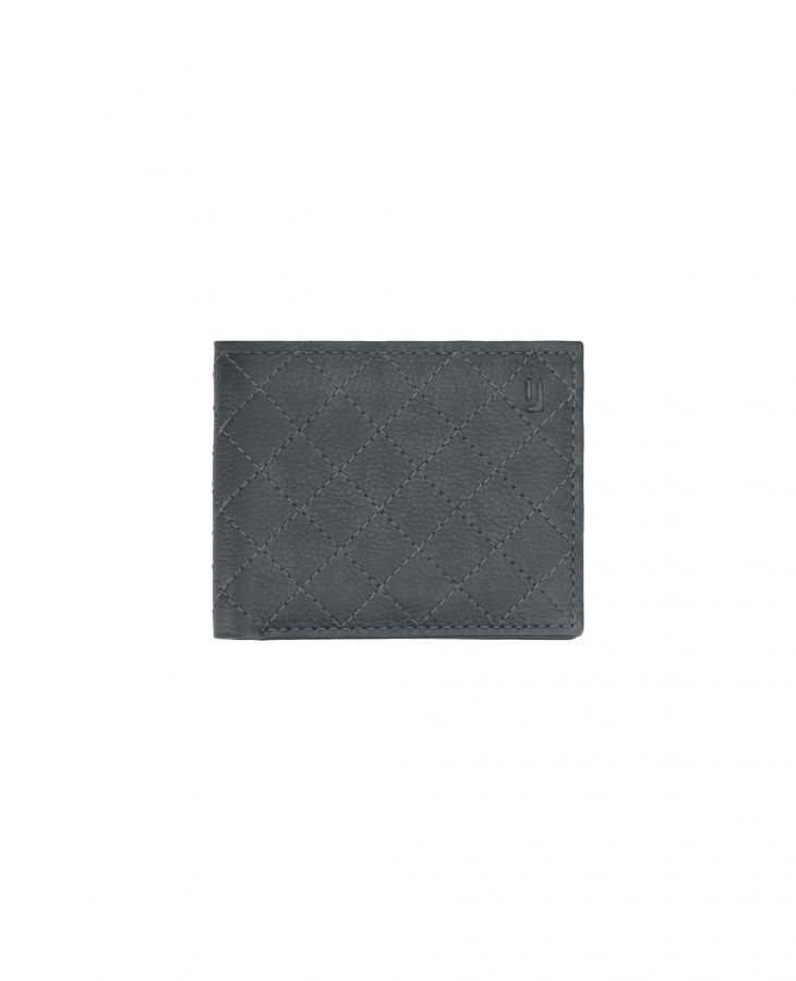 Compact quilted leather wallet.