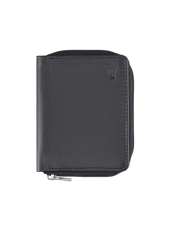 Sleek leather wallet with zip closure