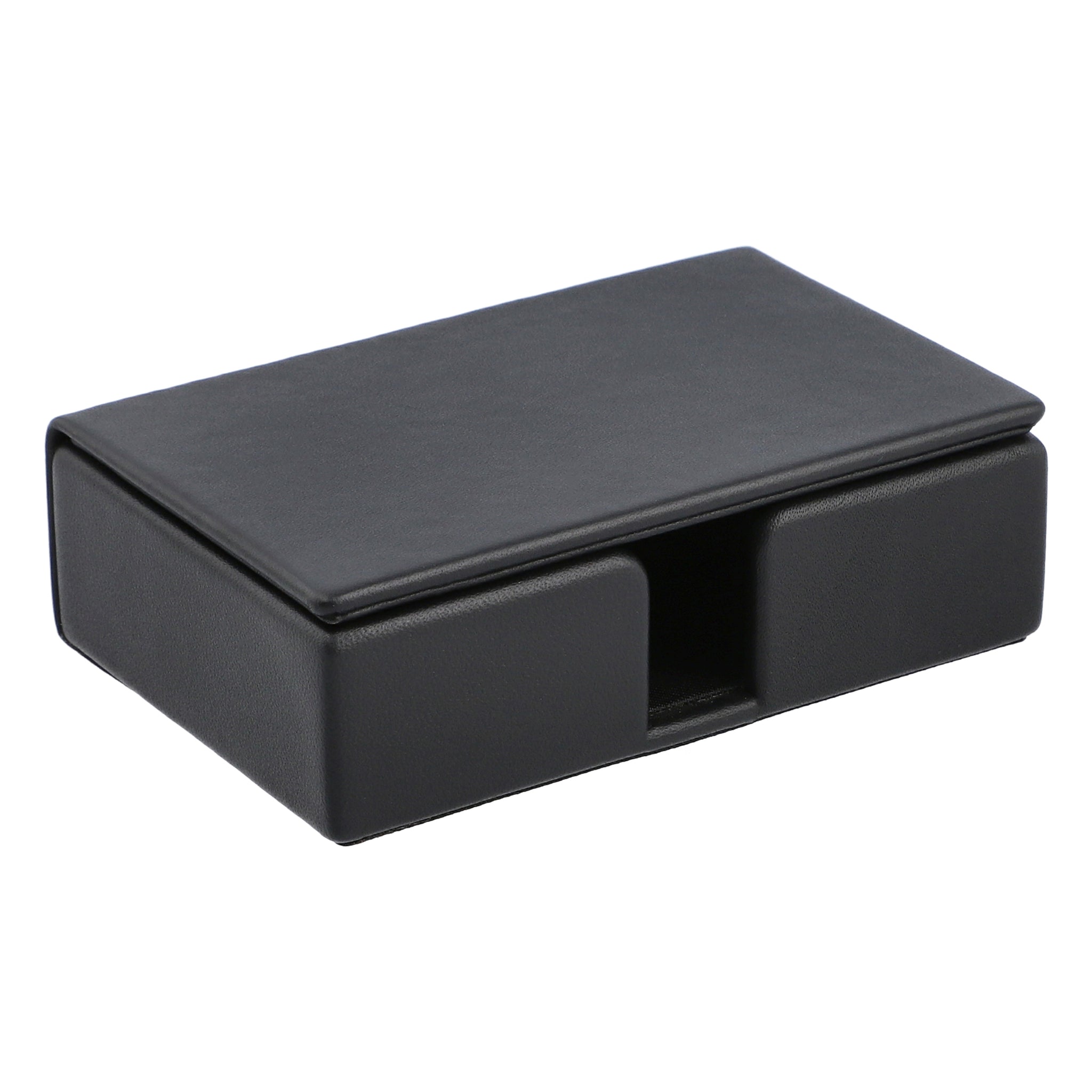Leather business card holder, sleek and professional.
