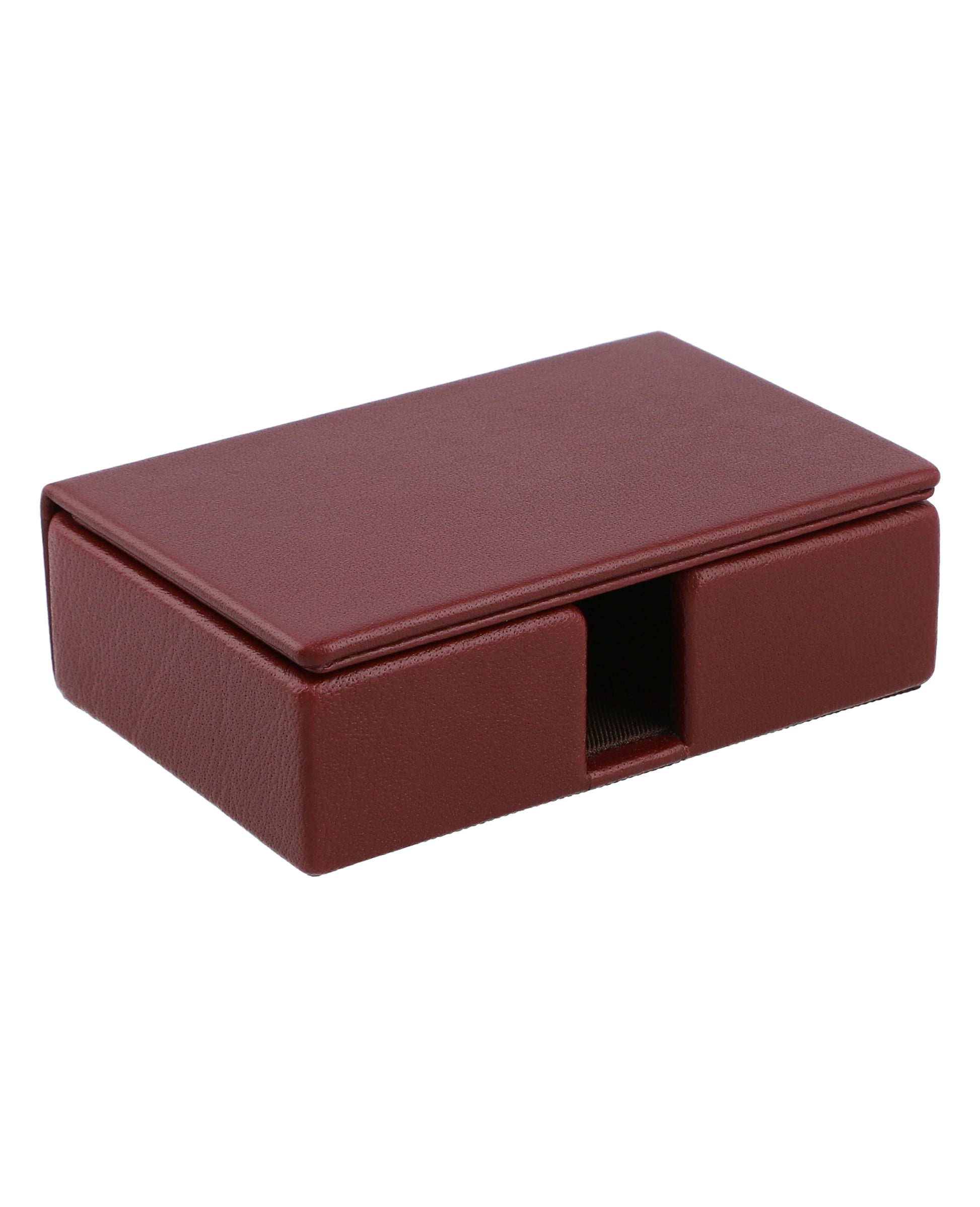 Leather business card holder, sleek and professional.
