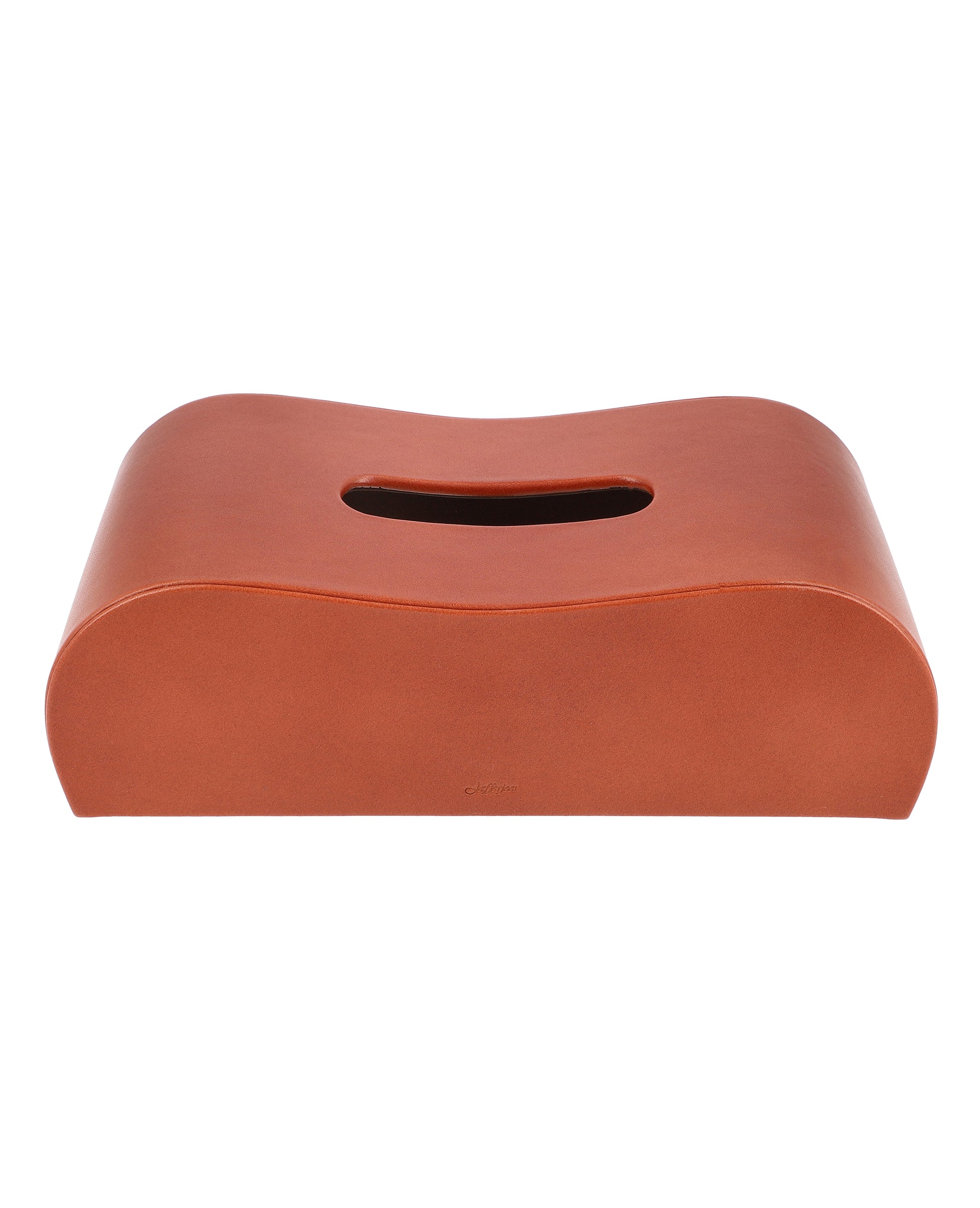 Leather tissue box cover for office or home use.