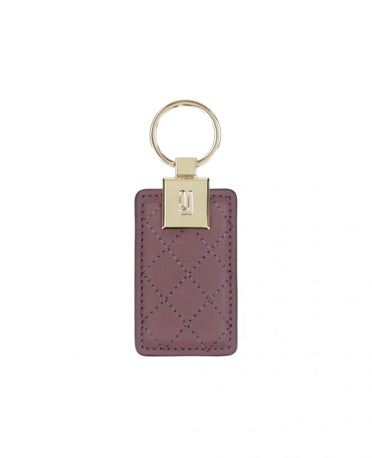 Quilted leather key fob with clip