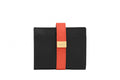 Leather wallet with snap tab and card slots
