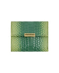 Leather Chroma Glow wallet with snap closure, Green-Light Green