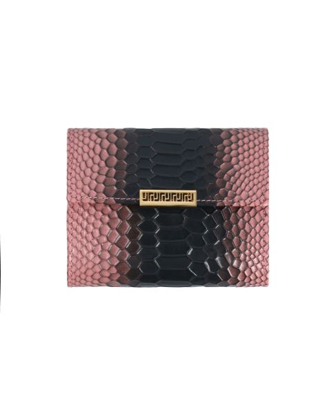 Pink-Black Leather Chroma Glow wallet with snap closure.
