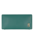 Green Long Leather wallet with card slots