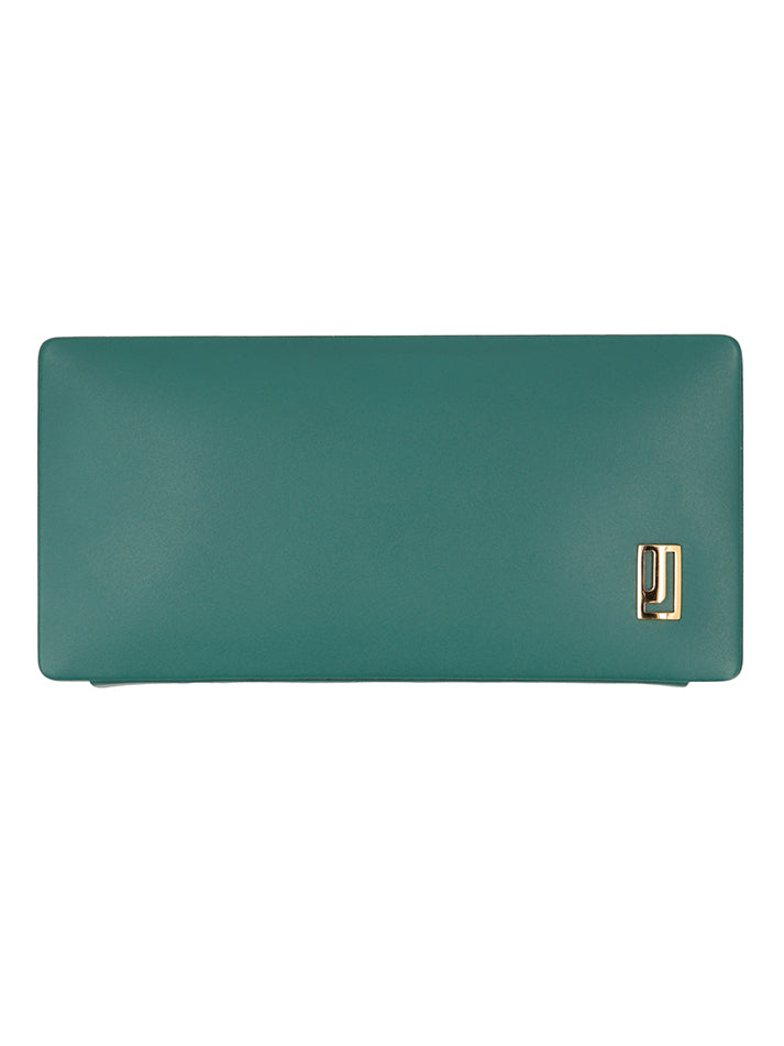 Green Long Leather wallet with card slots