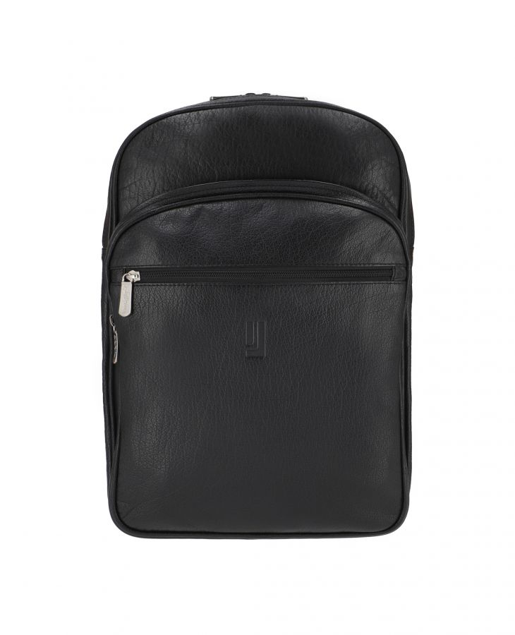 Leather Backpack with Zippered Sections