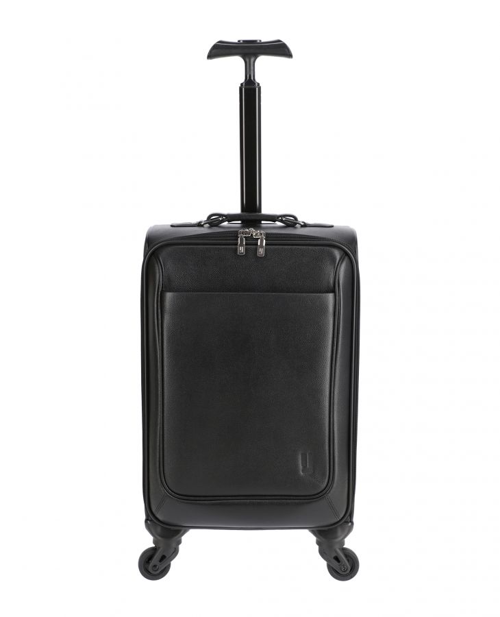  leather trolley bag with retractable handle