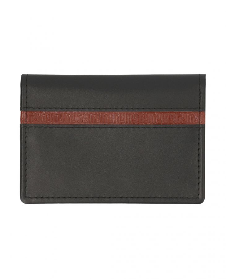 Black and Tan Leather card case with three card slots.