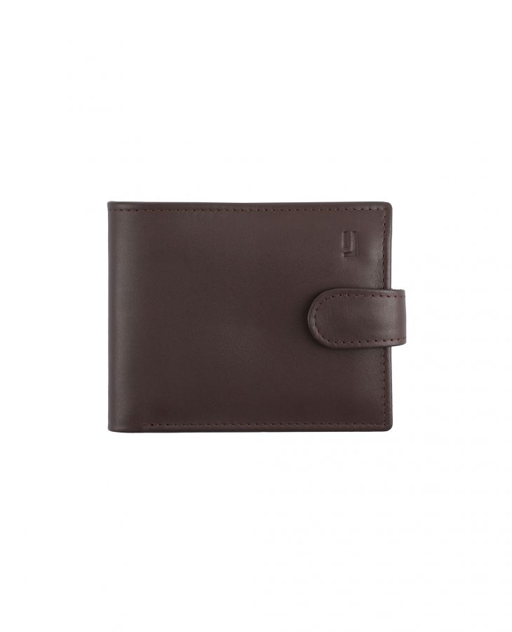 Leather Cairo wallet with snap closure, card slots, and ID window.