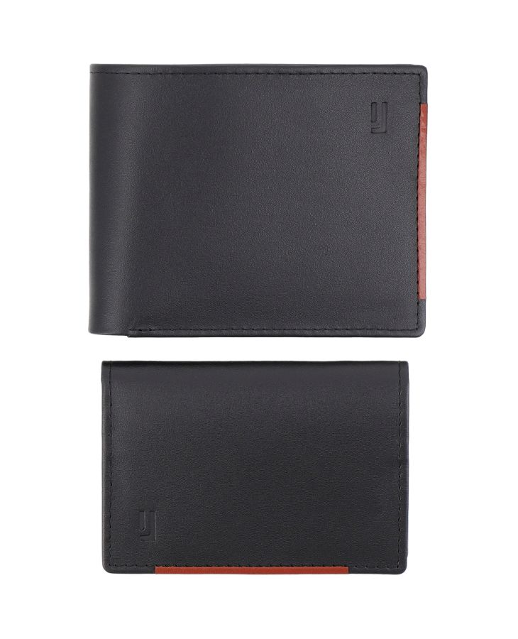 Premium leather wallet and card case set