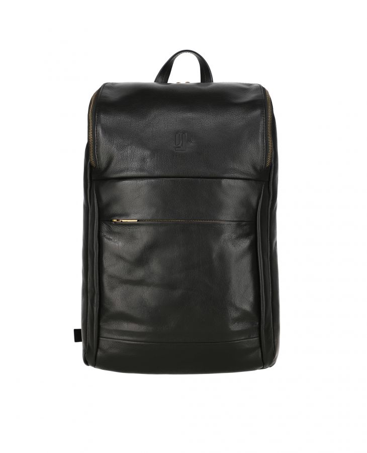 Minimalist leather backpack with padded laptop section