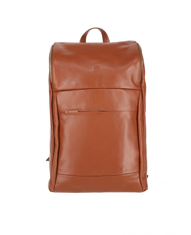 Minimalist leather backpack with padded laptop section